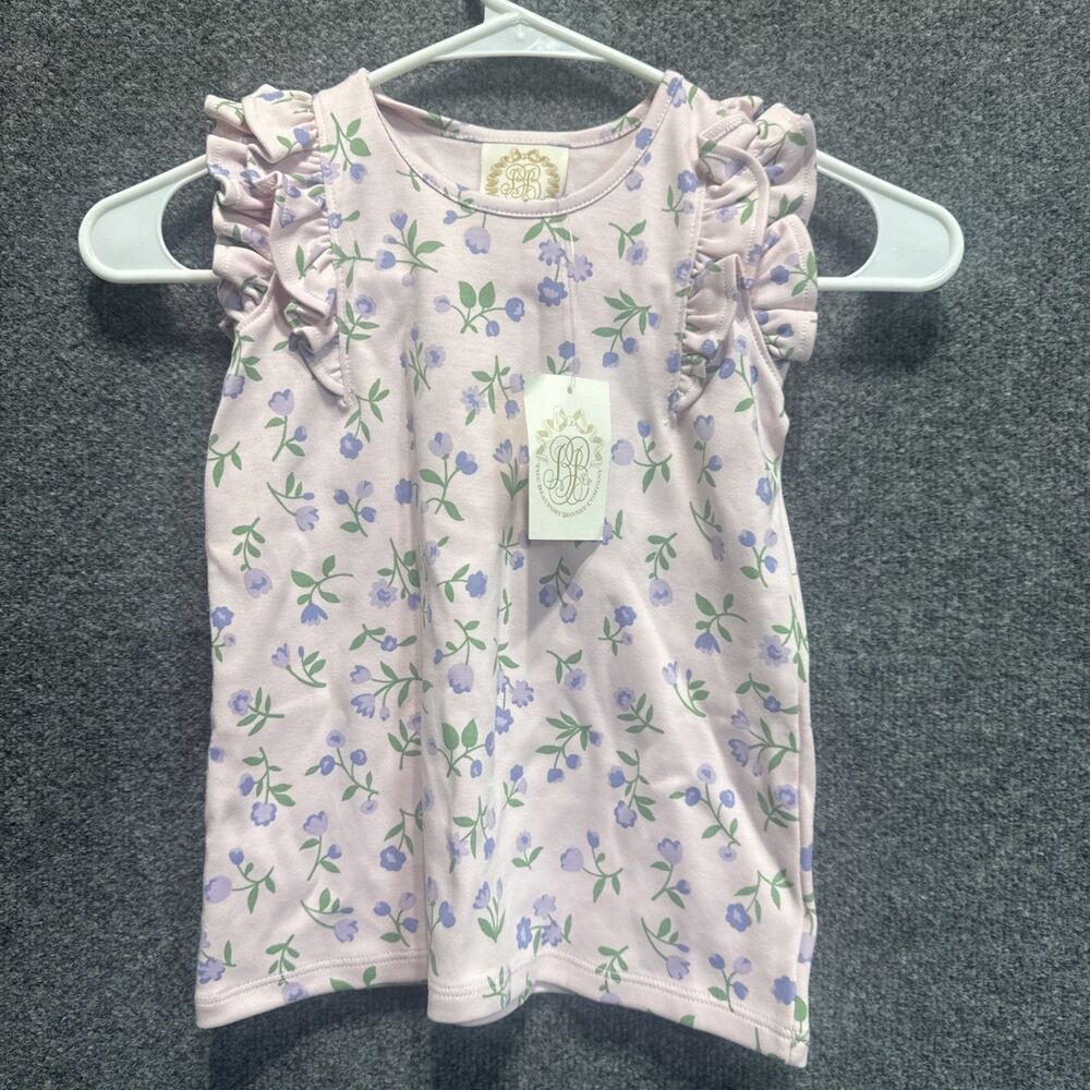The Beaufort Bonnet Company Ruehling Ruffle Top - Tuxedo Park Tulips 5 NWT Pima
